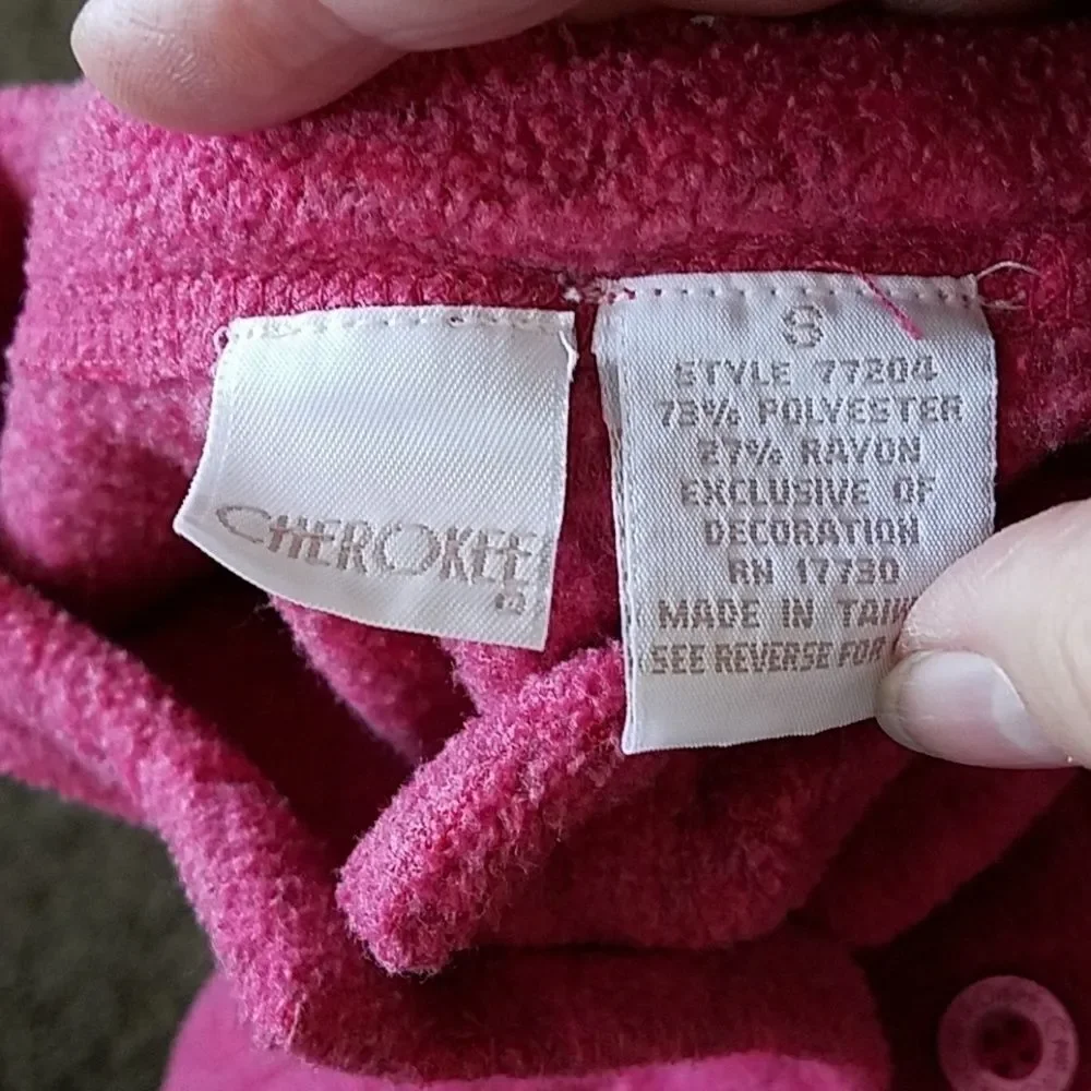 𝅺Cherokee Pink Fleece Button Down Jacket Girls's Size Small Cozy Warm